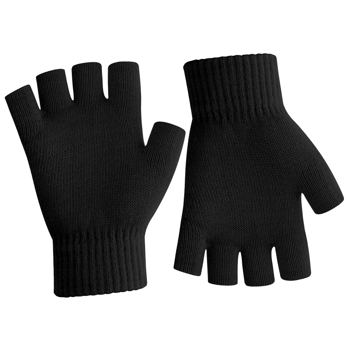 NZKNP Black Fingerless Gloves for Women Men Fingerless Gloves for Women Men Winter Warm Knitted Cold Weather Glove with Finger Holes