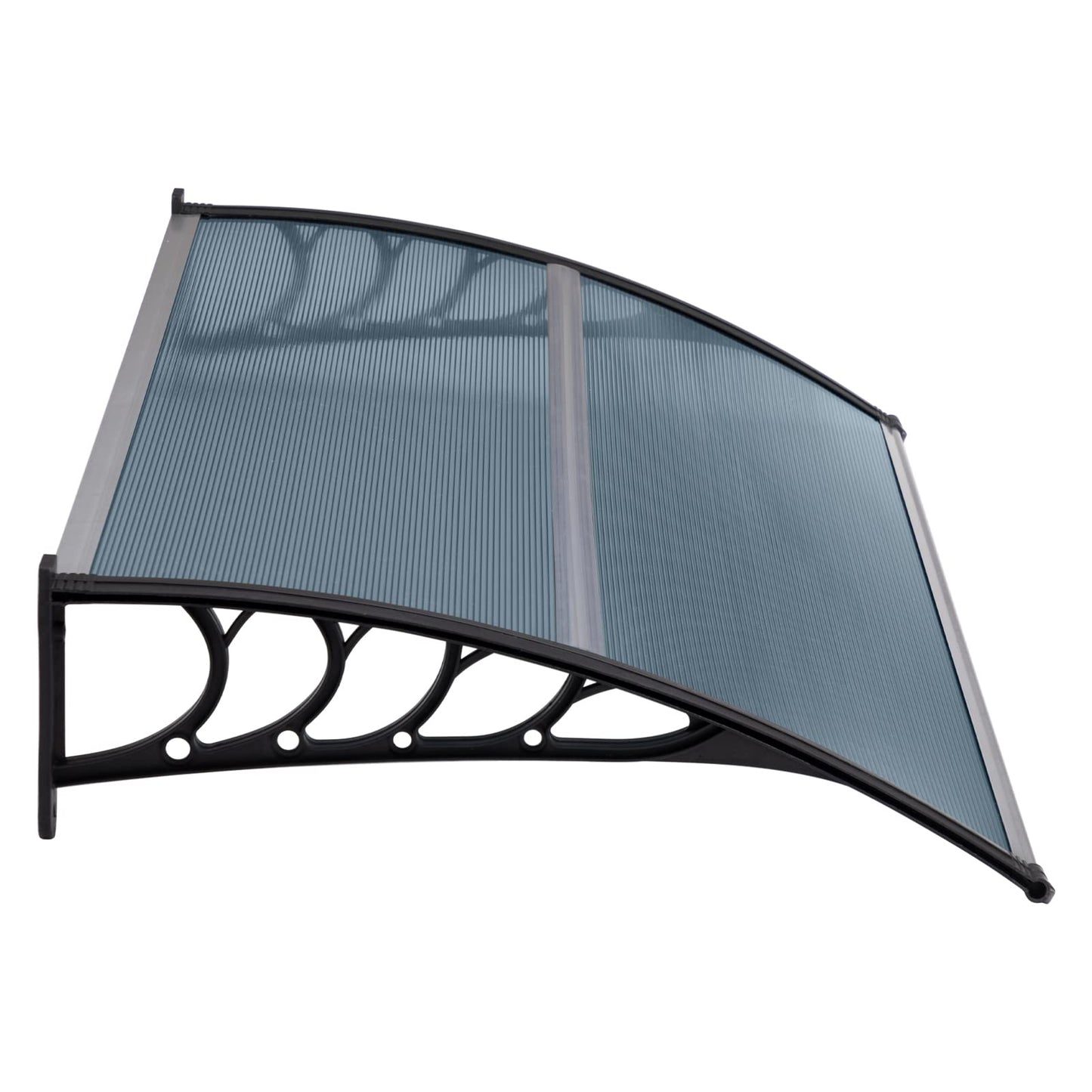 MATICO 58.5" Outdoor Clear Door Awning Patio Window Cover Polycarbonate Rain & Snow Protection, Modern Hollow Sheet with UV Protection Cover, Window Door Awning Canopy,Smoke Gray/Black-Edge