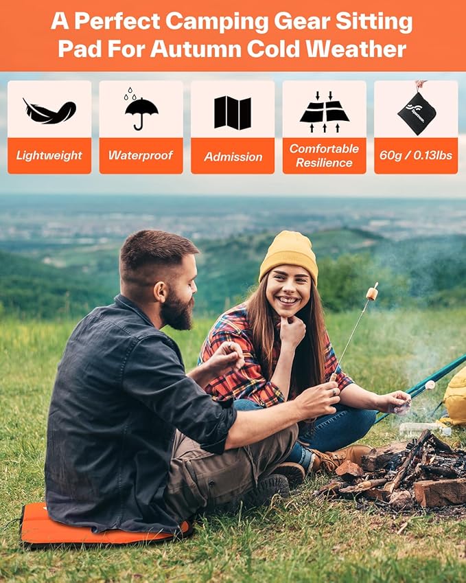 Sportneer Sitting Pad, Lightweight Waterproof Folding Seat Pad for Backpacking, 15.75'' x 15.75'' Portable Camping Seat Mat for Hiking, Picnics & Outdoor Use