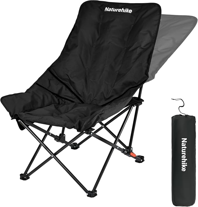 Naturehike Seastar Padded Camping Chair, Oversized 2-Position Adjustable Folding Chair, Portable Camp Chair with Side Pock...