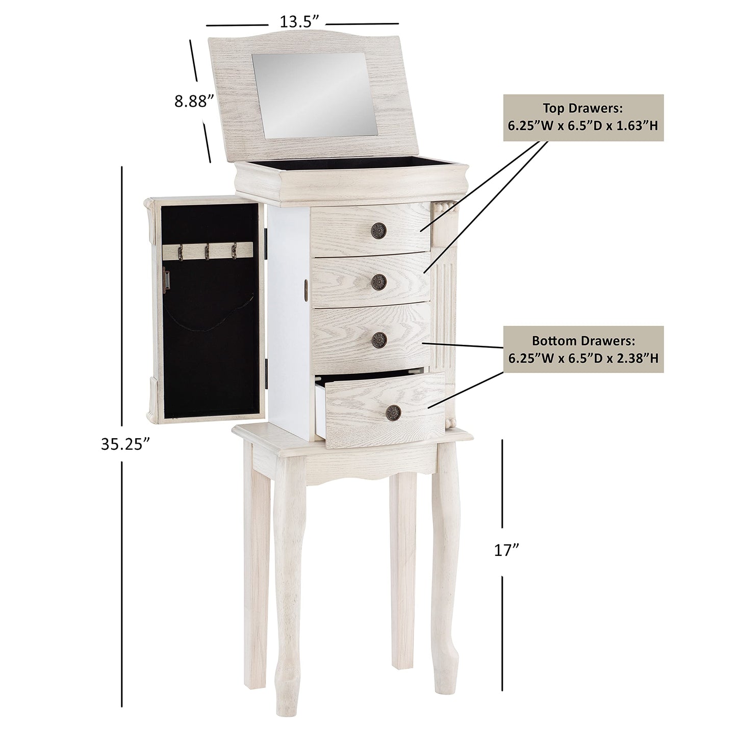Hartford Off White Jewelry Armoire by Powell
