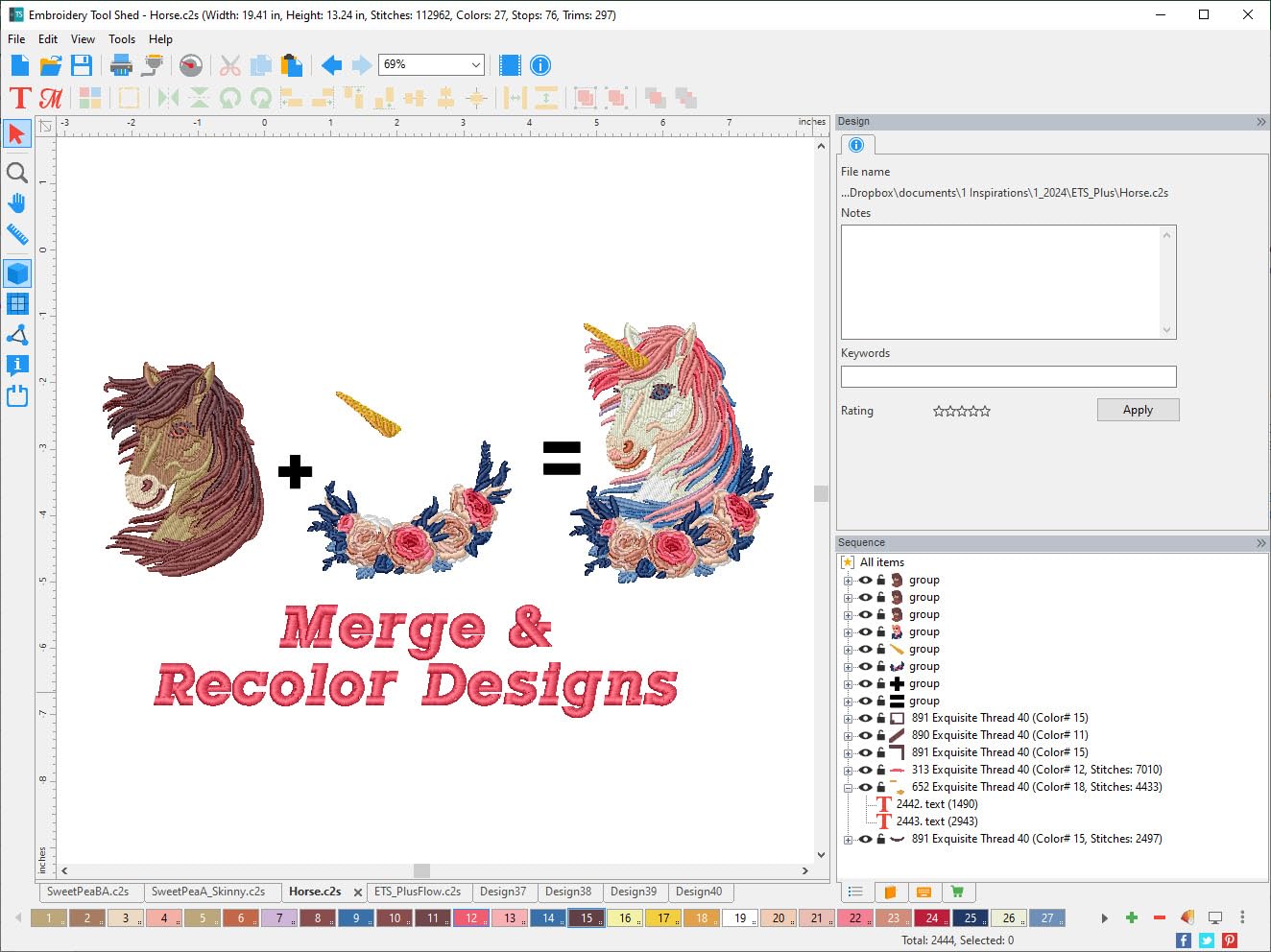Embroidery Tool Shed PLUS - Machine Embroidery Editing Software for PC & MAC
