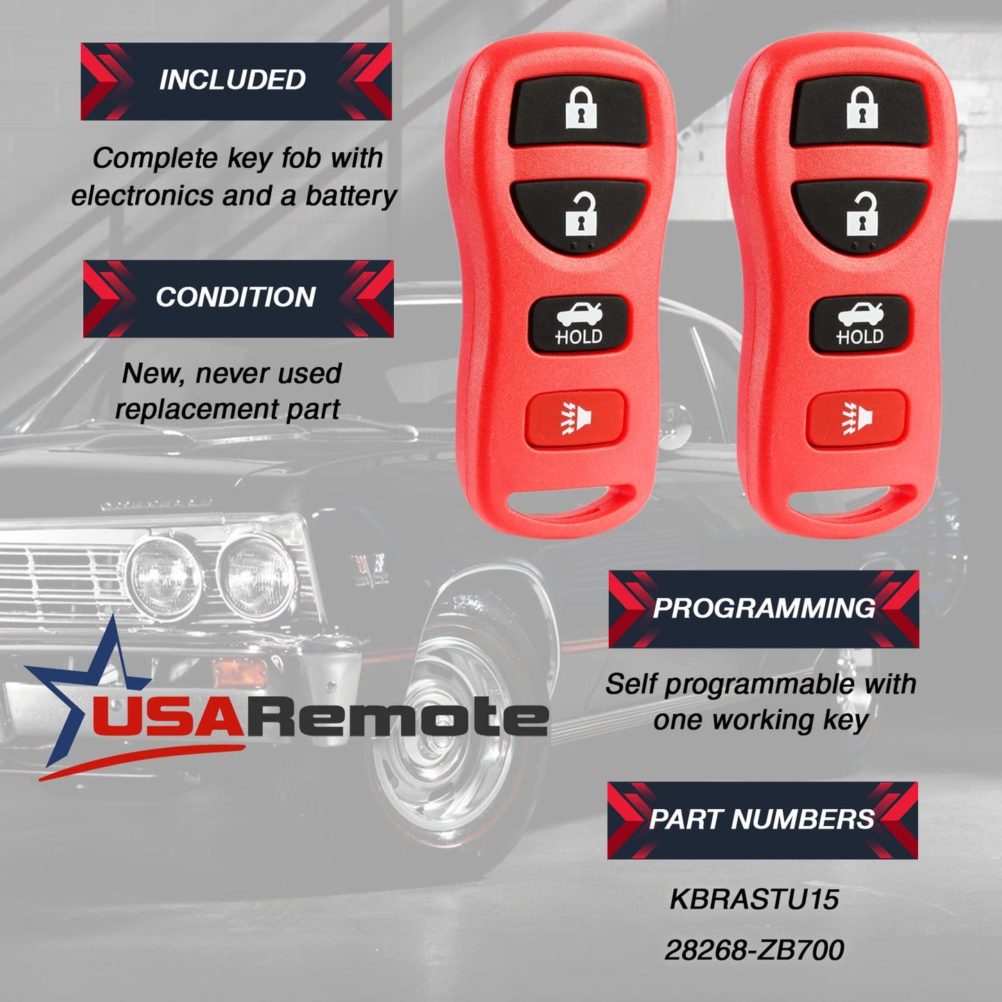 Key Fob Keyless Entry Remote Fits Nissan Altima Maxima 350Z Armada Quest Sentra/Infiniti Ex35 Fx35 Fx45 G35 I35 Q45 Qx56 (Kbrast