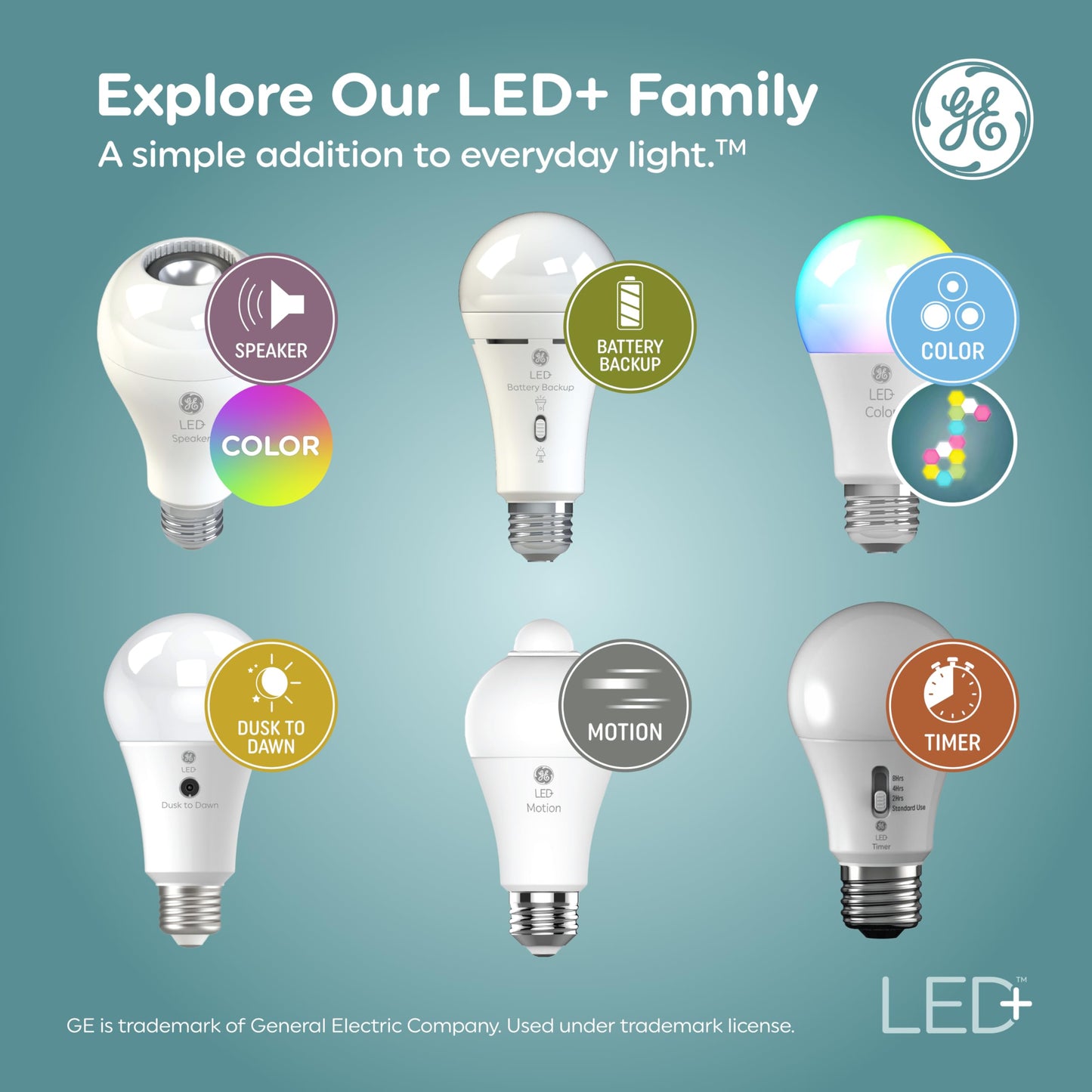 GE LED+ Color Changing LED Light Bulbs with Remote, No App or Wi-Fi Required, A19 Bulbs, CA Compliant (2 Pack)