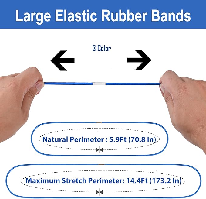Trash Can Rubber Bands Large Fit 55, 65, 95, 96 Gallon Garbage Cans, Giant Heavy Duty Rubber Bands, Big Elastic Trash Bin Band Durable Thick for Kitchen Yard Keep Trash Bag in Place, Set of 3