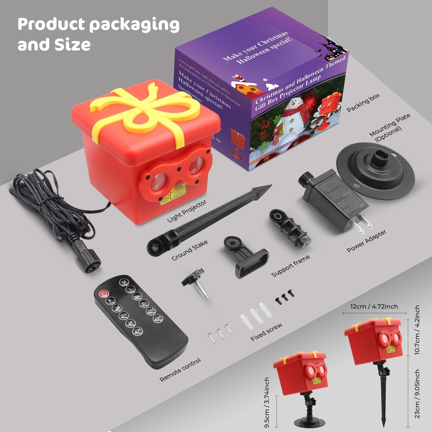 Christmas Halloween 13 Patterns Themes Gift Box Projector Lamp¡ê?Led Projector Lights with Remote Control¡ê?IP65 Waterproof Garden Decoration Lights,Indoor Outdoor Holiday Decor,Festival Gifts