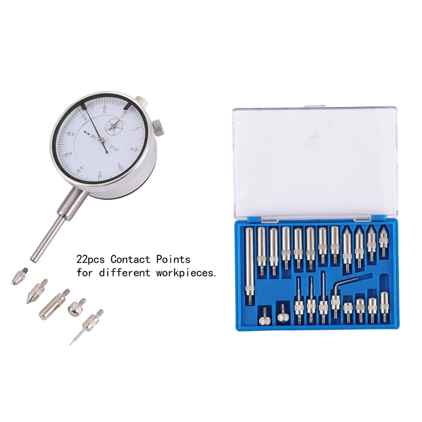 Qnkaa Dial Indicator with Magnetic Base Holder Fine Adjustable Long Arm 0-1" Magnetic Dial Indicator Professional Dial Gauge 0.001"