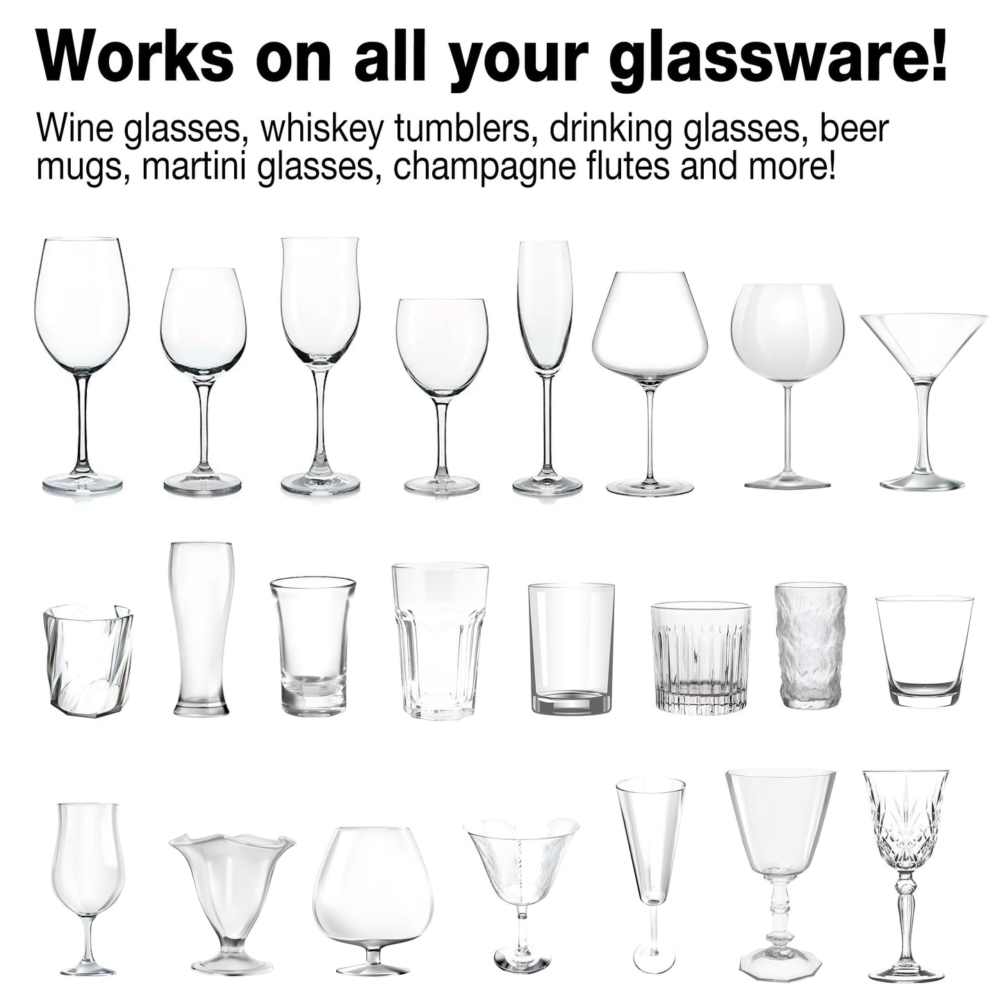 Home Glassware Polisher, World's First Affordable Spinning Glass Polisher, 600 RPM Dries, Polishes, All Glasses, Wine, Bar, Drinking, Wet/Dry, For Sparkling Glassware, Black, Classic Matte