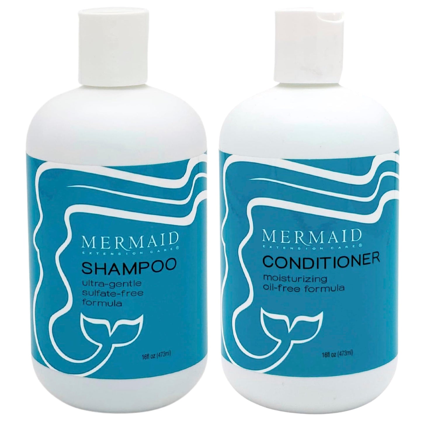 Mermaid Extension Hair Care Shampoo & Conditioner Combo | Oil-Free Gentle Moisturizing Salon Grade Hydrating | Plant-Based Sulfa