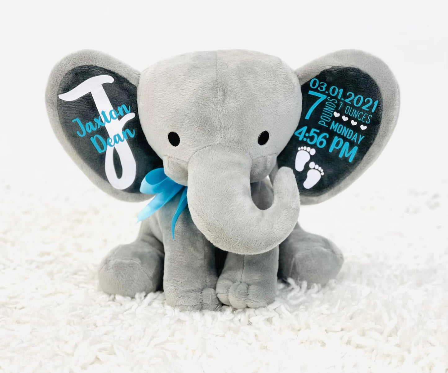 Up2ournecksinfabric, Personalized Keepsake, Stuffed Animal, Newborn, Birth Announcement Stuffed Animal,