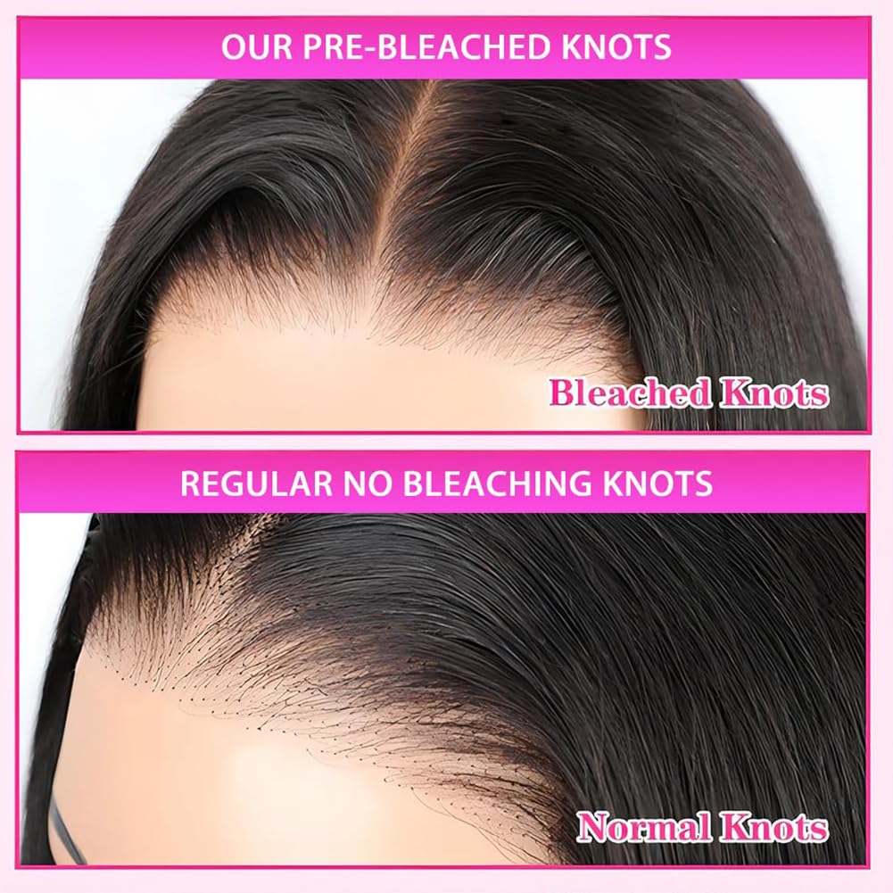7X5 HD Lace Glueless Wigs Human Hair Pre Plucked Pre Cut Pre Bleached Knots,Wear and Go Glueless Wigs,Straight Lace Front Closur
