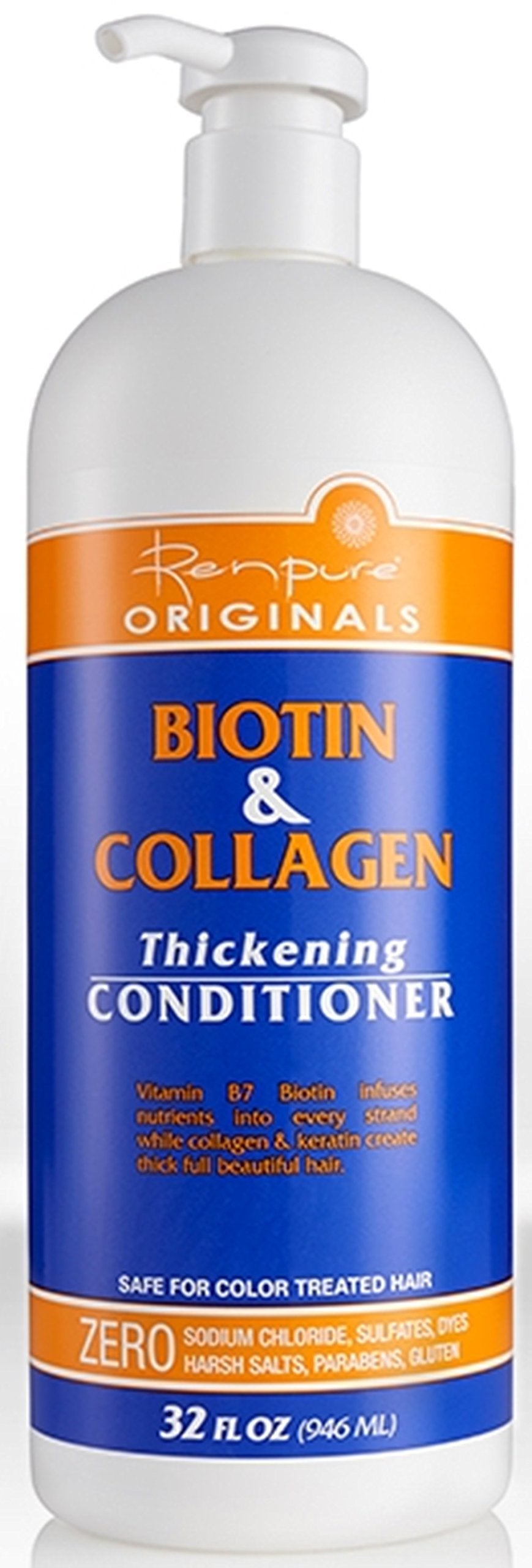 Renpure Originals Biotin & Collagen Thickening Shampoo And Conditioner Set 32 Oz (Zero Sodium Chloride, Sulfate, Dyes Harsh Salt