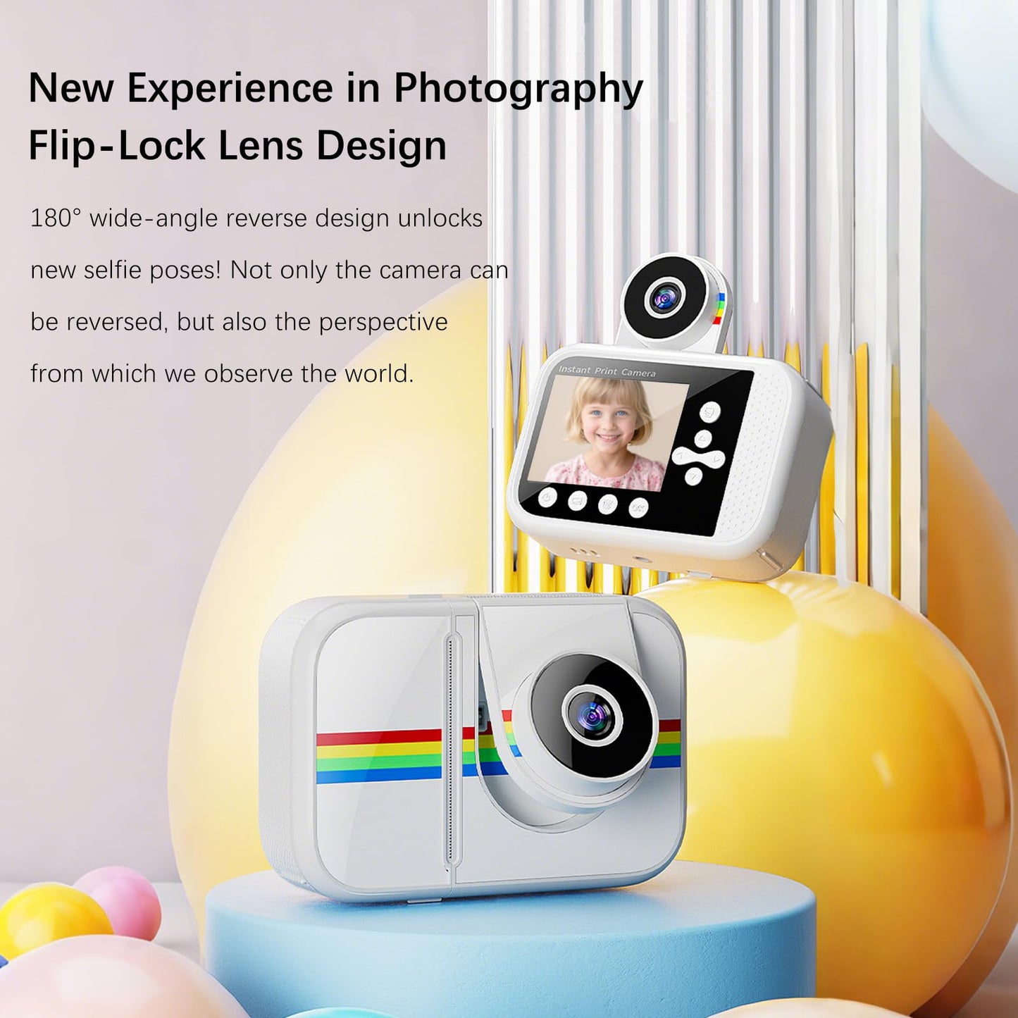 Kids Camera Instant Print,Kids Digital Camera With 3 Color Print Paper,32Gb & Mini Tripod,48Mp & 1080P Video Christmas Birthday
