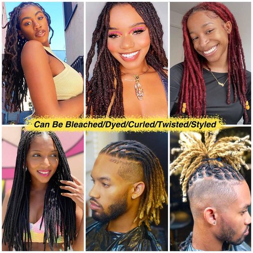 Loc Extensions Human Hair Dreads Extensions for Men Women Dreadlock Extensions Real Human Hair Locs Extension Natural Black Full Handmade Permanent Locs Hair Extensions (0.6cm 1B 8 Inch 60 Strands)