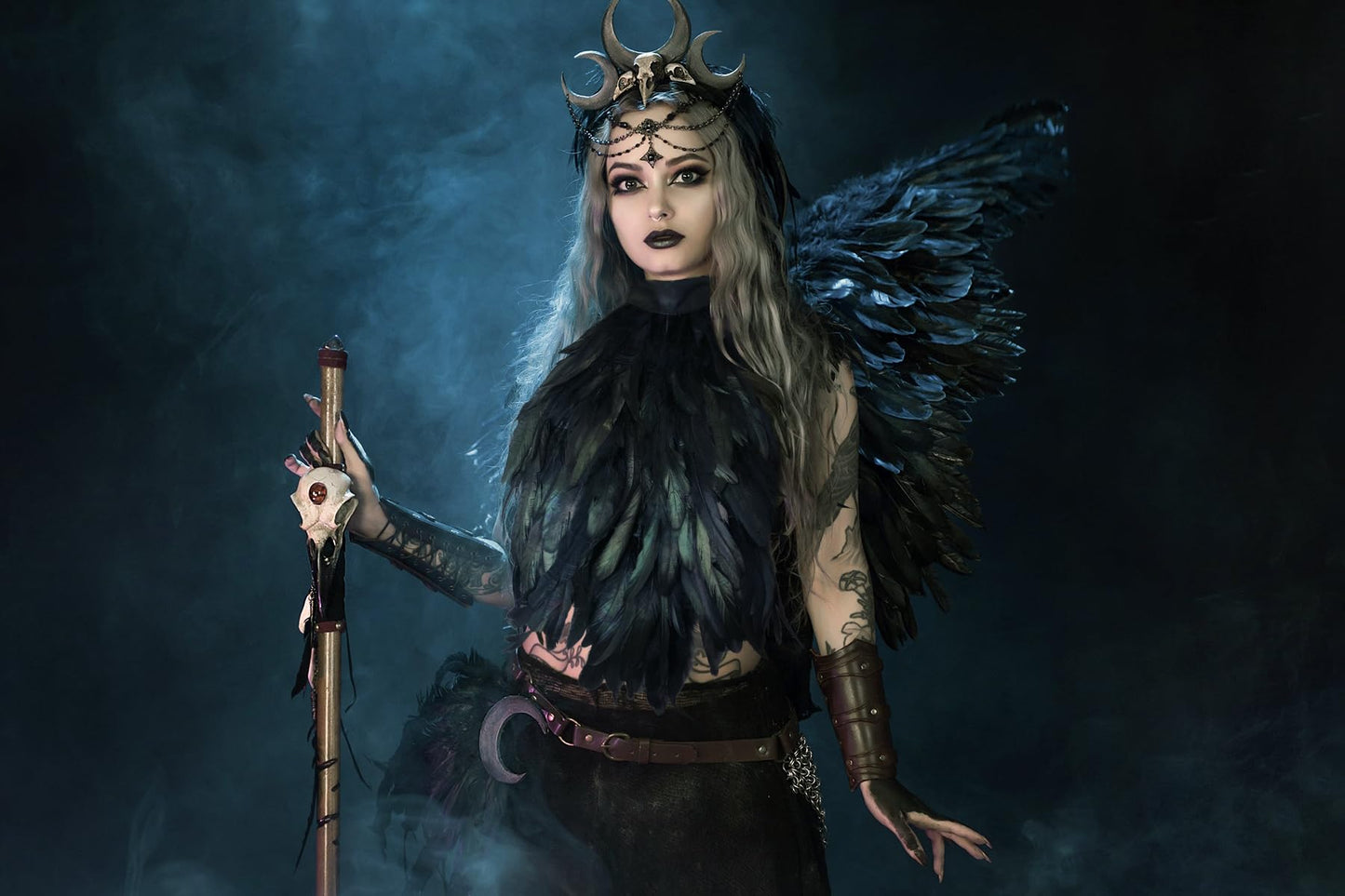 HOMELEX Feather Cape Shawl Costume Black Witch Wings Collar Adult Crow Maleficent Neck