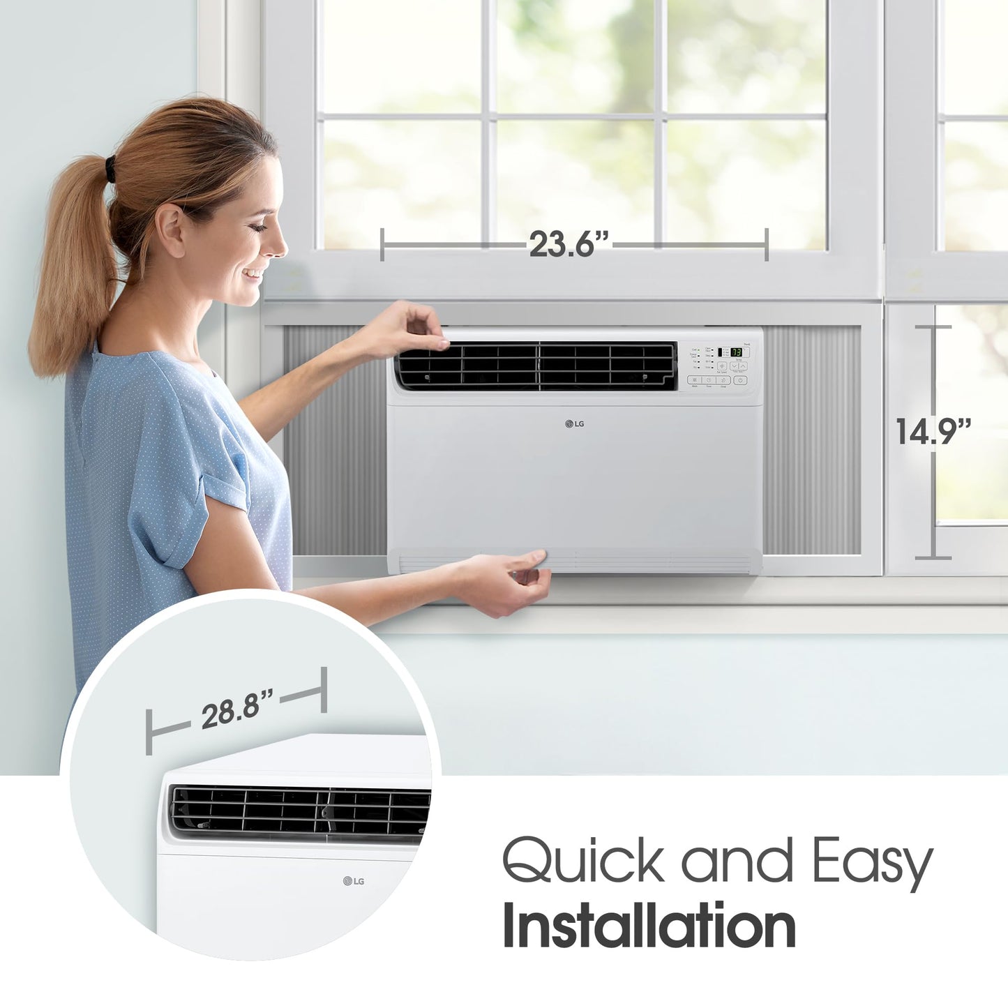 LG 14000 BTU Window Air Conditioner Energy Saving Dual Inverter Remote Control WiFi Enabled Works w/LG ThinQ, Alexa Washable Filer Ultra-Quiet Cools 700 Sq.Ft. for Large Room AC Unit White LW1522FVSM