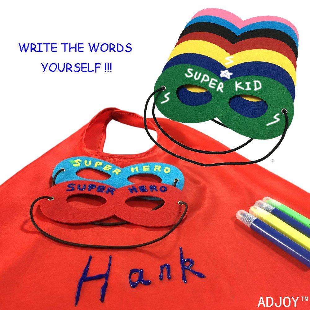 ADJOY Kids Superhero Capes and Masks Birthday Party Dress Up Capes Costume - Mixed Colors (12)