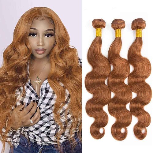 Habiliana Bundles Human Hair 20 22 24 Inch Body Wave 30 Light Brown Human Hair Bundles 11A Unprocessed Brazilian Virgin Quick Weave Hair Extensions for Black Women