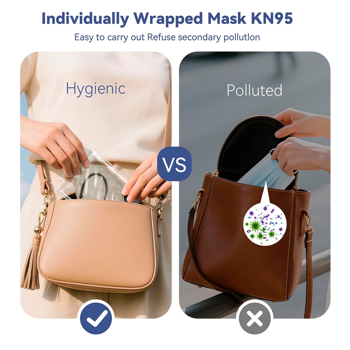KN95 Face Masks Adults Disposable - 100 Pack KN95 Masks Protective Comfortable KN95 Masks 5-Layer KN95 Breathable Safety Face Masks & 5 Adjustable Mask Holder KN95 Masks 10 Colors
