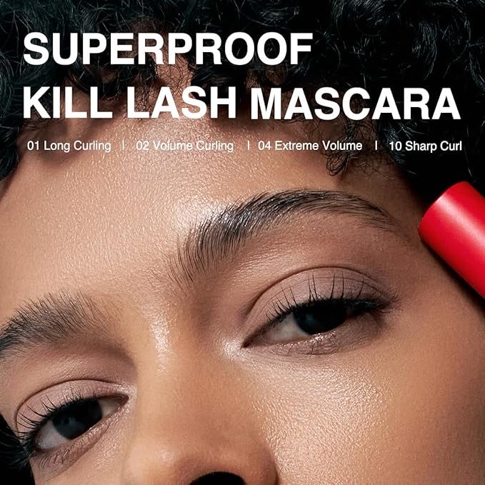 CLIO Kill Lash Superproof Mascara, Waterproof Mascara Black, Lengthening & Lifting for Defined Eyelash, Long-Lasting, Clump & Smudge-Free, for Sensitive Eyes, Korean Makeup Beauty (001 Long Curling)