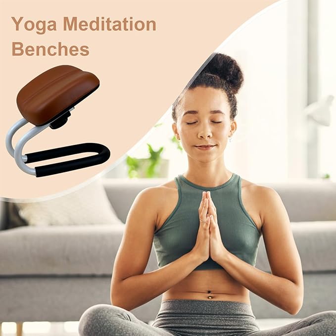Prayer Stool - Accessories, Non-Slip Leg Sleeve, Portable Chair for Home Yoga Studio | Prayer Bench Foldable Meditation Seat, Metal Frame Yoga Stool Adjustable Height, Bench Seat with Non-Slip Leg