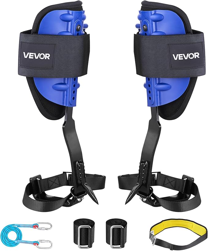 VEVOR Tree Climbing Spikes, 1 Pair Height-Adjustable Climbing Spurs, 350lbs Load Capacity Tree Climbing Gear with Straps, ...