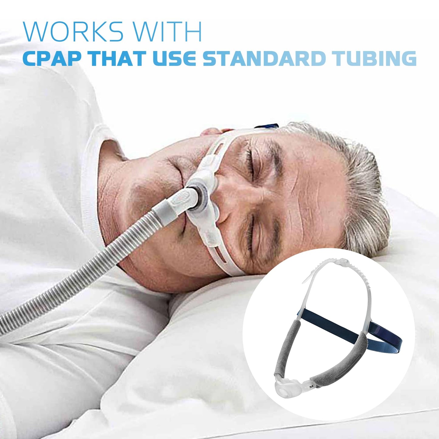 SyunsXoon Nasal Pillow with Headgear Replacement for ResMed Swift FX Frame System, Standard CPAP Nasal Pillow Frame Assembly Included Soft Silicone Sealing Nose Pillows Cushion & Head Strap
