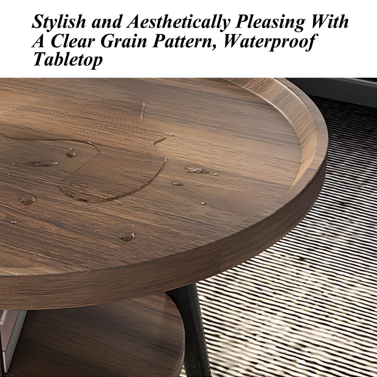 Hothingwell Oval Coffee Table for Living Room, 47" Walnut Mid Century Modern Coffee Table for Small Space, D47xW23.6xH15