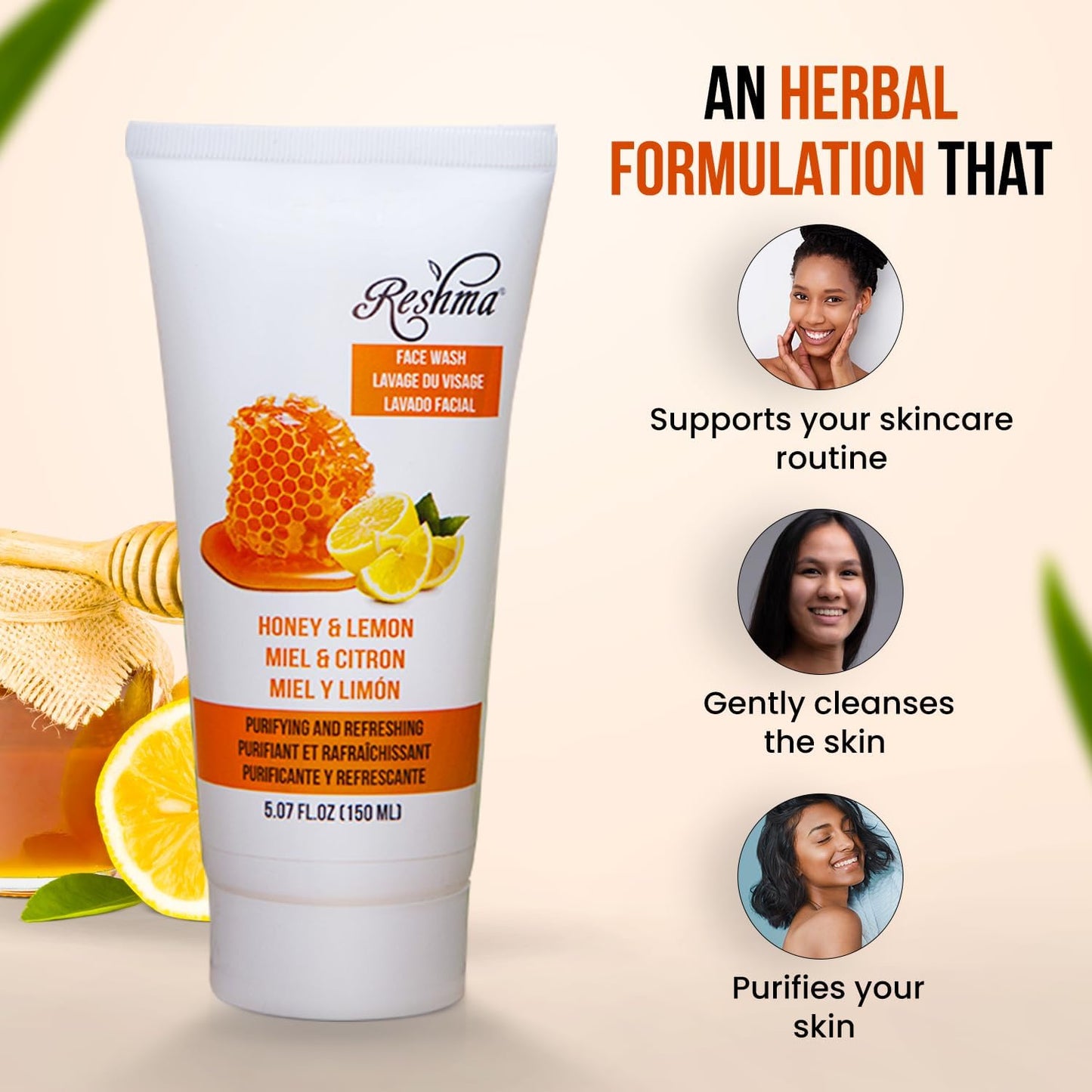 Reshma Beauty Honey & Lemon Face Wash| Cleanser for All Skin Types & Dull Skin | Cleanser for Purifying, Deep Cleansing, and Bri