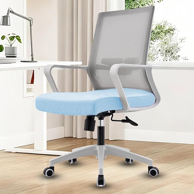 Msdizuo Office Chair ergonomically Designed with Breathable mesh backrest and Lumbar Support Adjustable Height Suitable for Offices Homes bedrooms Study Rooms (Blue)