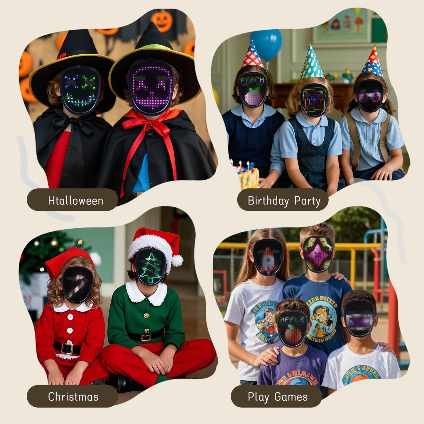 LED Mask with Gesture Control, Perfect for Party Cosplay Party, Masquerade Balls, Holiday Dress-Up, and Atmosphere Adjustment.