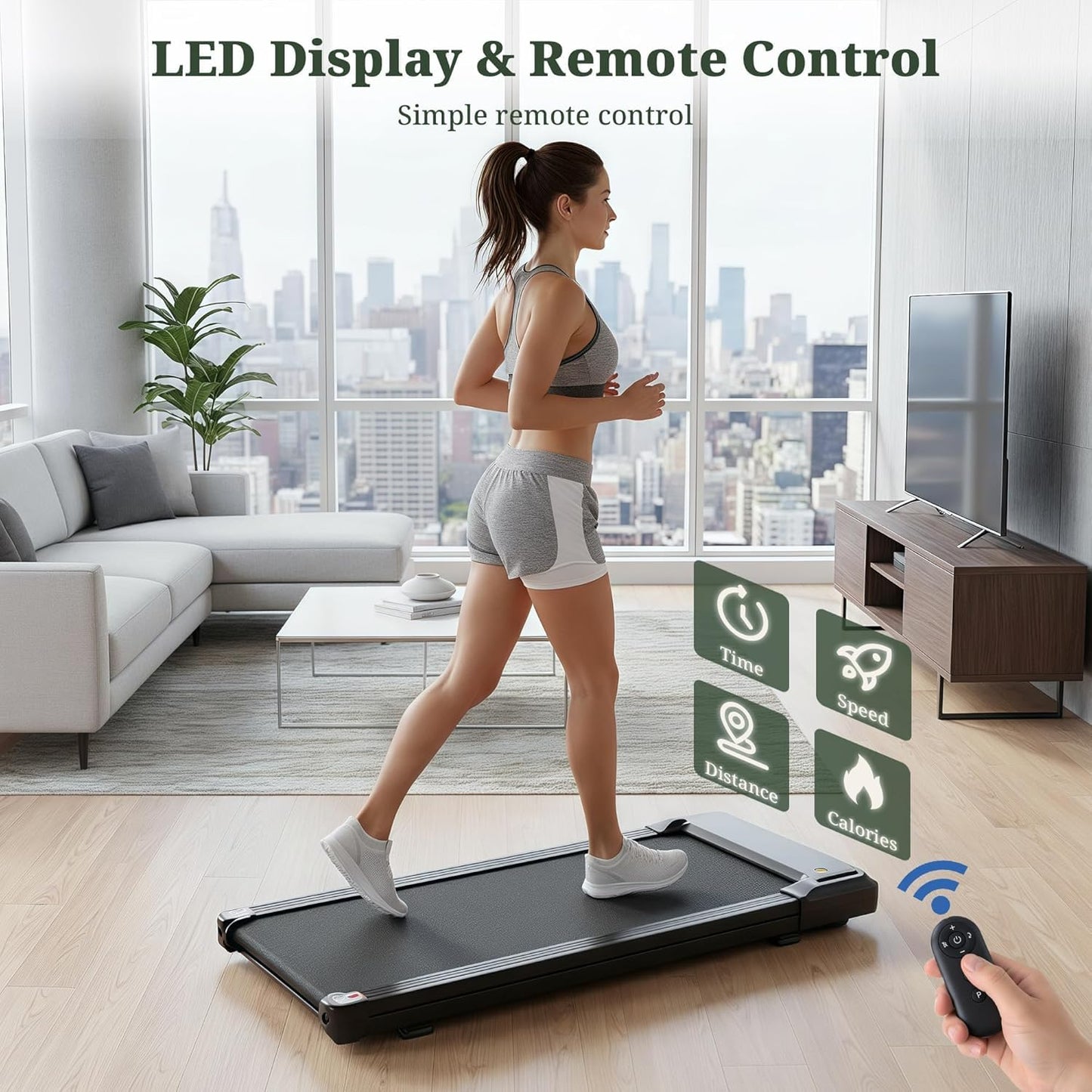 Walking Pad Treadmill, 3 in 1 Portable Under Desk Treadmills for Home Small Space, Quiet Compact Folding Treadmill with Remote Control, 320 LBS Capacity, Jet Black