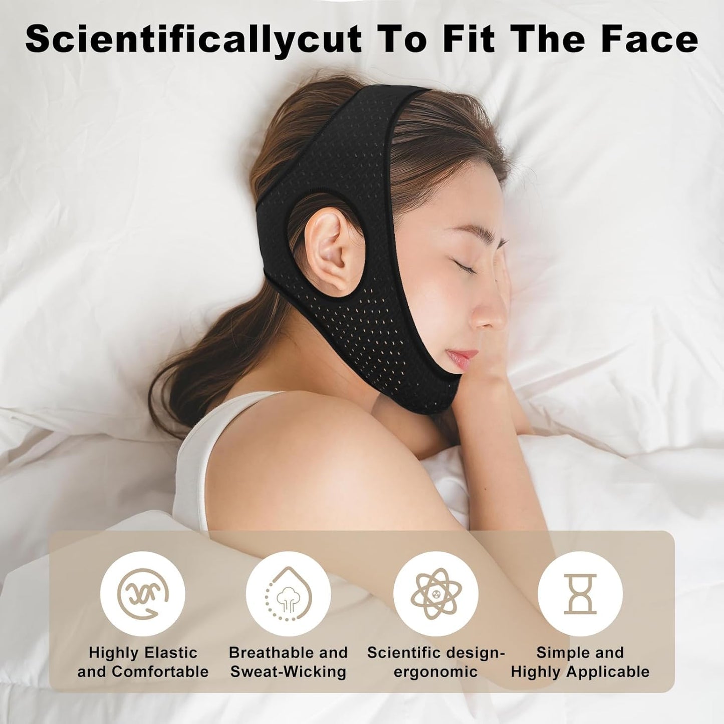 Chin Strap for Sleeping - Anti Snoring Device, Airflow Jaw Strap for Sleep Apnea, Effective Anti Snore Solution for Men and Women, X Size and 1PCS
