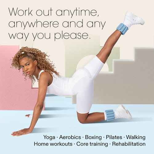 Bala Bangles Wrist & Ankle Weights for Women & Men (Sea) - 3 lb Adjustable Silicone Weighted Bracelet Set for Gym, Yoga, Pilates, Cardio & Strength Training - Wearable Arm & Leg Workout Weights