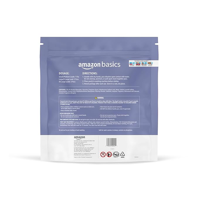 Amazon Basics Laundry Detergent Pacs, Lavender Scent, 120 Count (New Packaging)