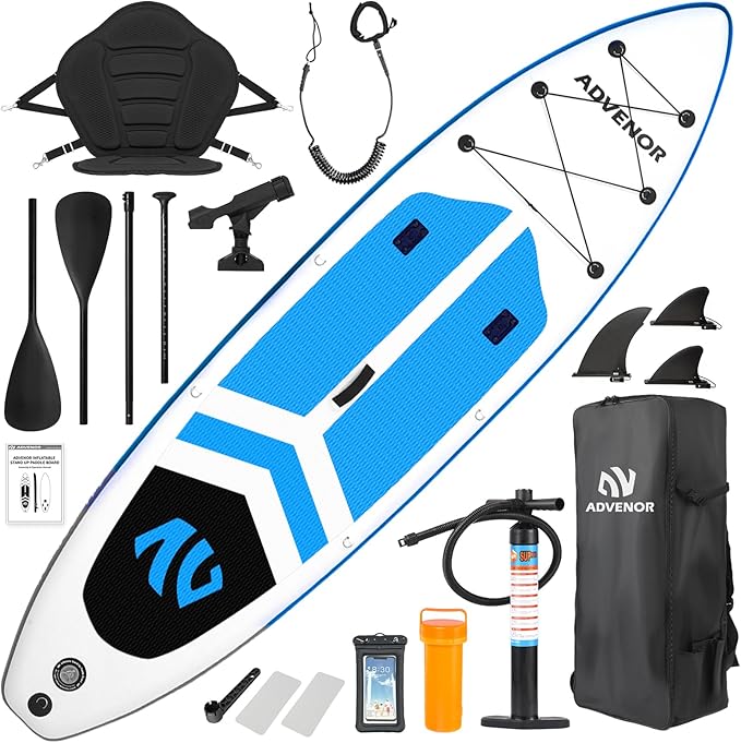 ADVENOR Paddle Board 11'x33 x6 Extra Wide Inflatable Stand Up Paddle Board with Hand Pump,Leash, Adjustable Paddle For Bas...