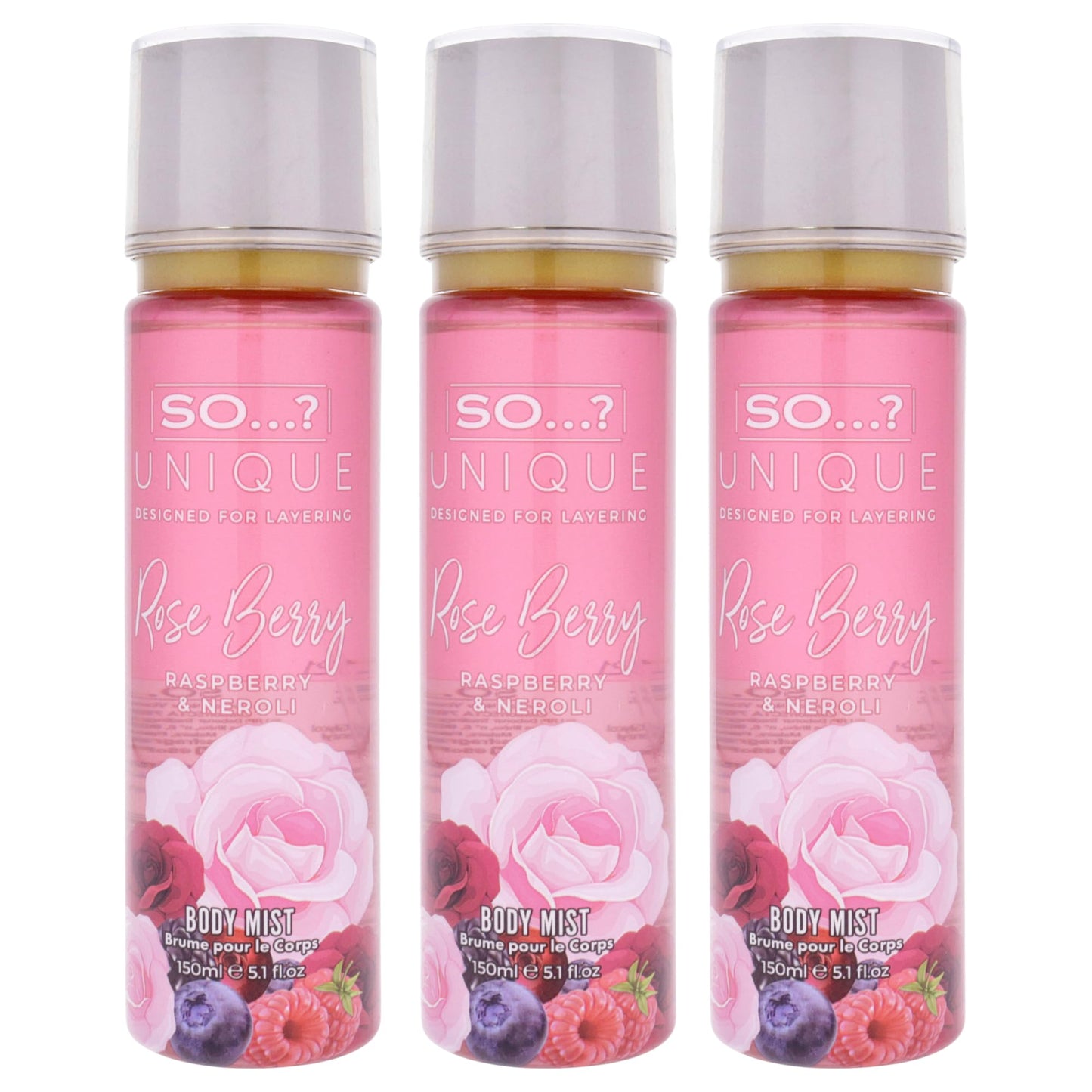 So...? Unique Body Mist - Rose Berry for Women - 5.1 oz Body Mist - Pack of 3