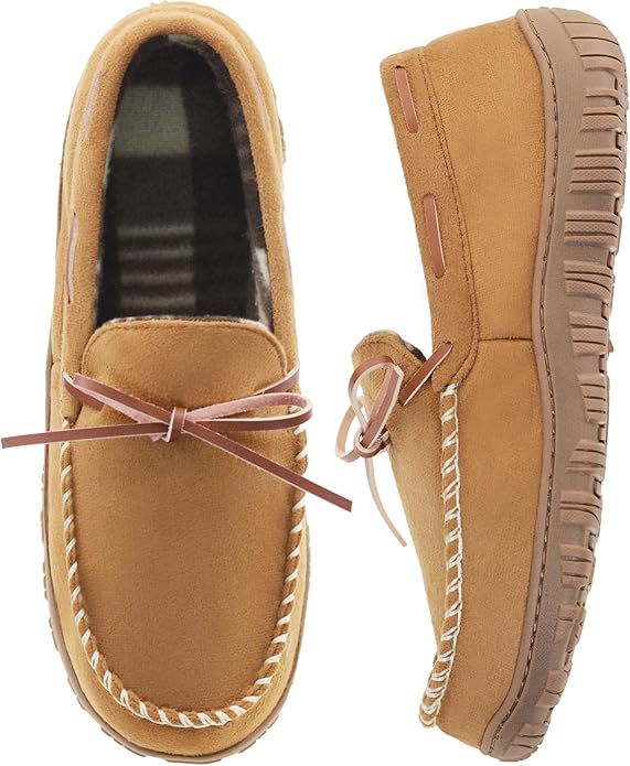 VLLy Mens Moccasin Slippers Breathable Memory Foam House Slippers Indoor/Outdoor House Shoes