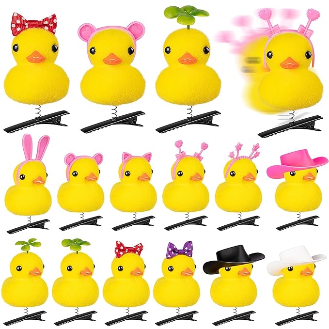 12 Pcs Duck Hair Clips, Cute Festival Rave Sprouts, Yellow Duck Hairpin Accessorie for School Home Party Props