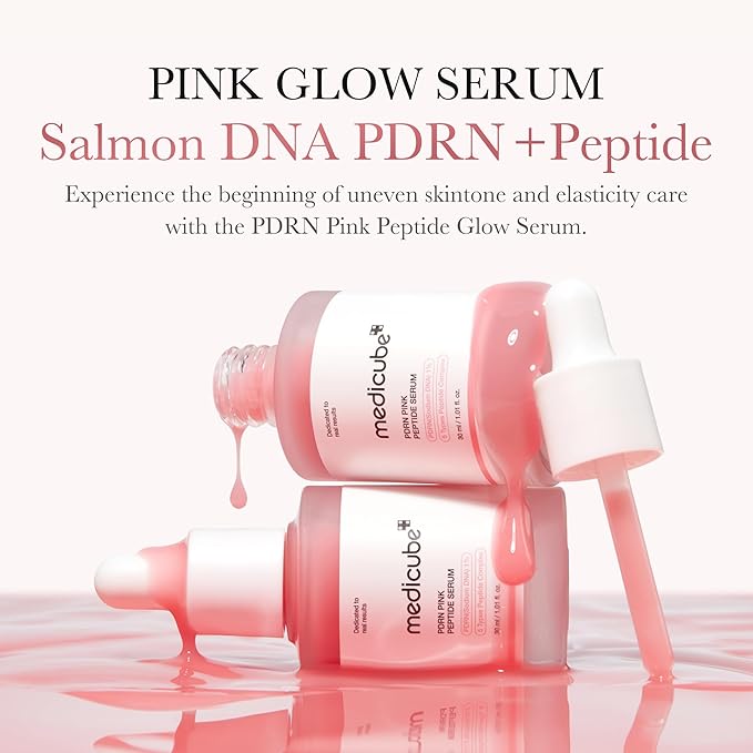 medicube PDRN Cleansing & Care Set: Salmon DNA PDRN Pink Peptide Serum and Pink Marshmallow Whip Cleanser