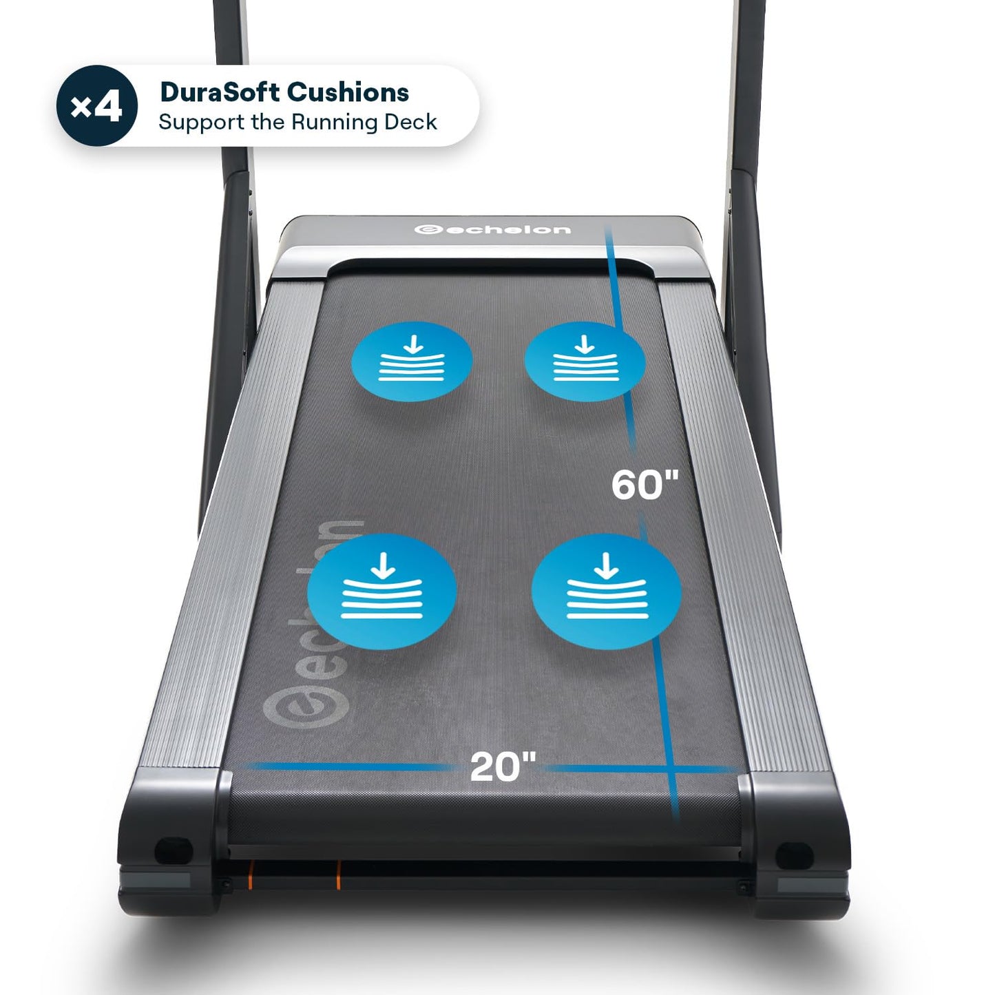 Echelon Stride 4S+22 Treadmill | 22” HD Touchscreen, 3.0 CHP Brushless Motor, 10% Incline, Foldable Home Gym, Heart Rate Sensors, Device Tray, Water Bottle Holders
