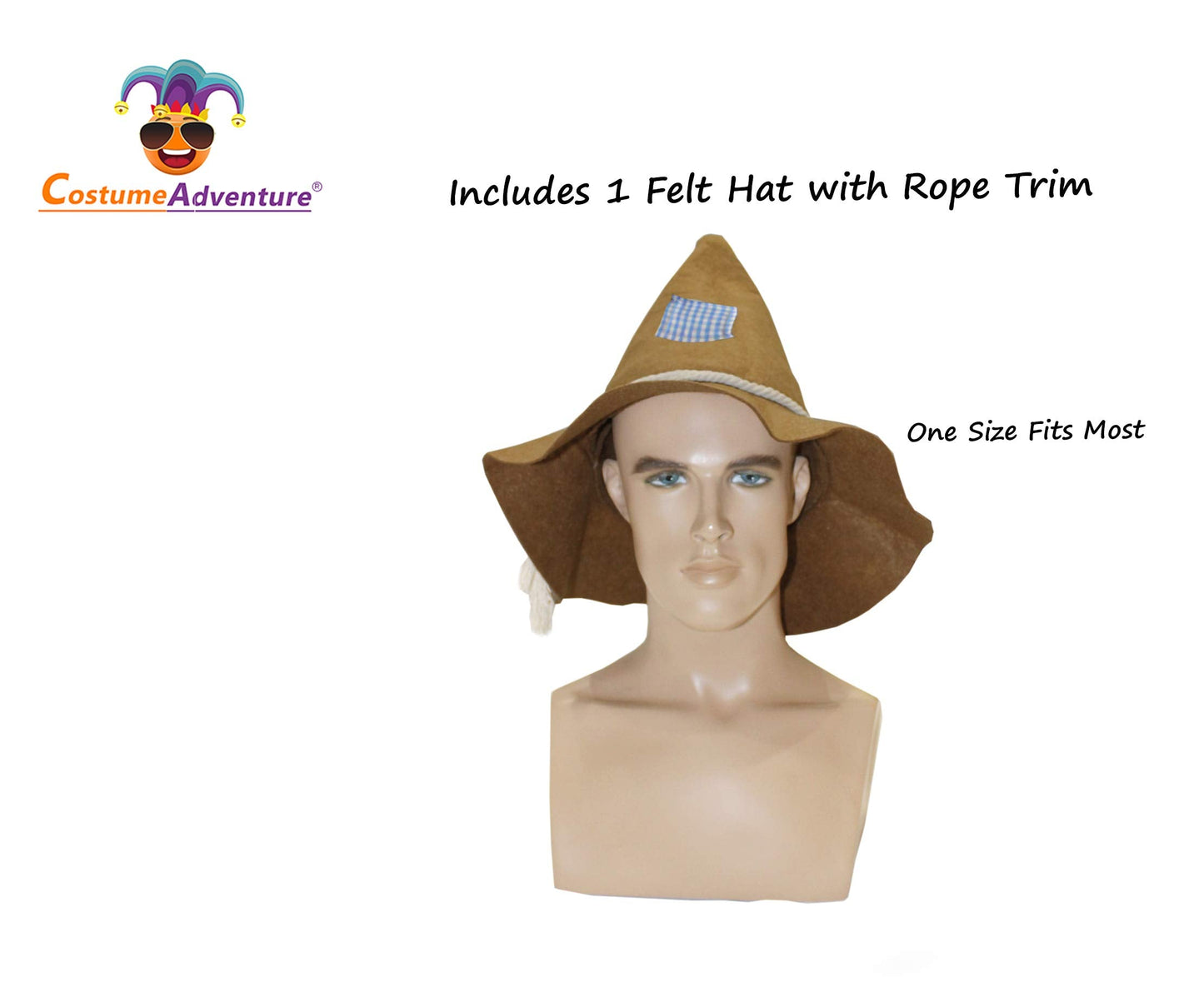 Adult Scarecrow Costume Faux Straw Kit with Scare Crow Hat and Fake Straw for Men's Scarecrow Costume