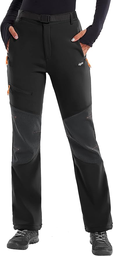 IUGA Snow Pants Womens Ski Hiking Pants Waterproof Outdoor Insulated Softshell Winter Fleece Lined Snowboard Pants 4 Pockets