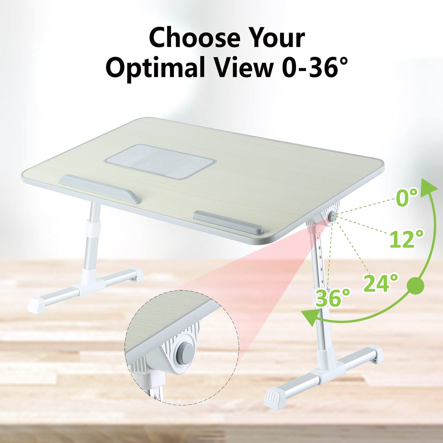 Lap Desk for Laptop, 8AMTECH Laptop Stand Ajustable Laptop Table with Cooling Fan Office Desk for Laptop, Working, Reading, Writing, Drawing and Eating in Bed Sofa Floor Couch