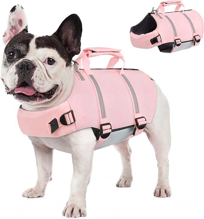 AOFITEE Dog Life Jacket High Flotation, Dog Life Vest for Swimming, Reflective Small Dogs Swimsuit Lifejacket with Zipper ...