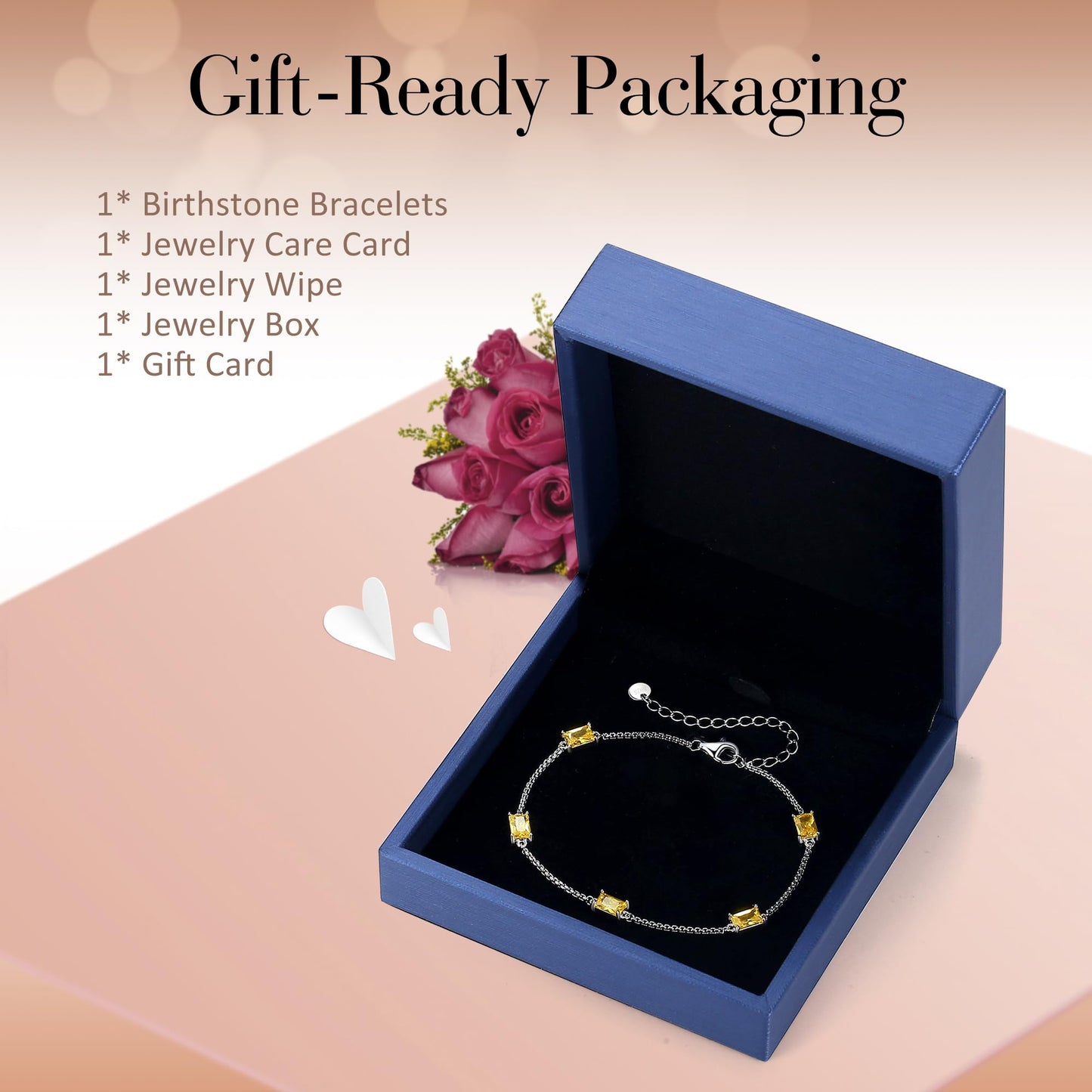 Lomantise Birthstone Bracelets for Women 925 Sterling Silver Dainty Simple Charm Link Bracelet, Birthday Anniversary Valentines Day Jewelry Gifts for Women Her Wife Mom