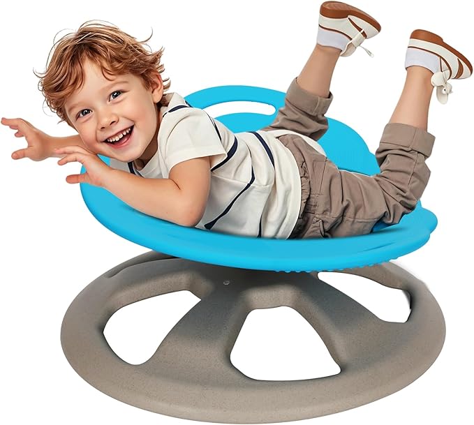 FERUERW Spinning Chair for Autistic Kids with Handle, Sensory Swivel Chair, 220LBS Weight Capacity, Sensory Toy for Children with ADHD/Autism, Training Body Coordination, 3+ Years (Blue)