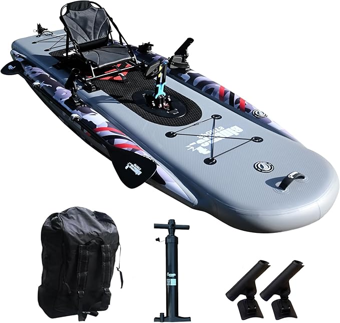 Inflatable Fishing Kayak for Adults - 1 Person, Pedal Drive, Folding, with Movable Seat, Hand Pump & Paddle & Oxford Bag, ...