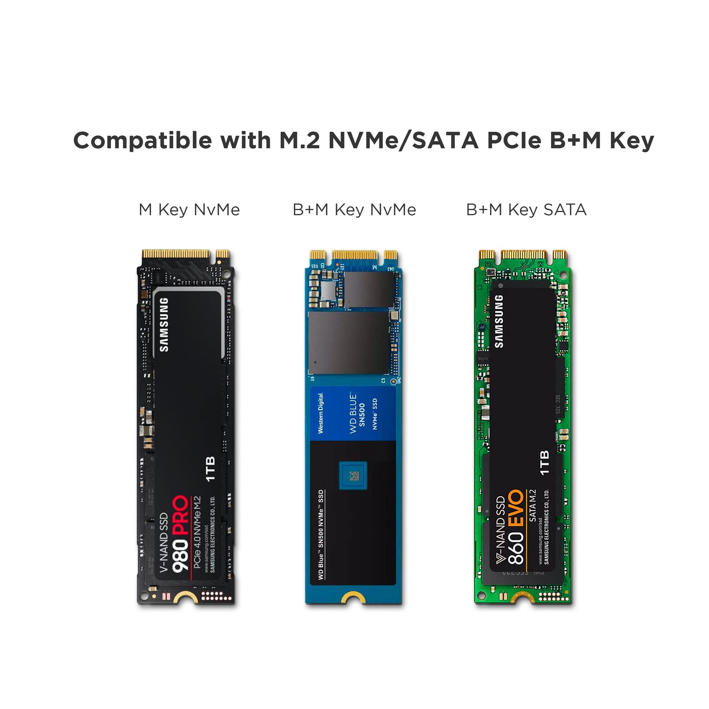 Satechi Usb-C Aluminum Tool-Free Enclosure For M.2 Pcie Nvme And Sata Ssd, Support Usb 3.2 Gen 2, 10 Gbps, M.2 Nvme/Sata Pcie B+