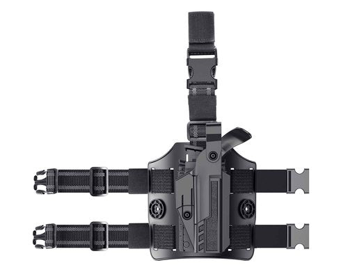 Drop Leg G19 Level 3 Retention Duty Holster for Gen 1-5 Glock 19/17, Glock 23/32(Not for Gen 5), Glock 45/44/19X, Law Enforcement Duty Belt Gun Holster, Adjustable Retention Tactical Thigh Holster